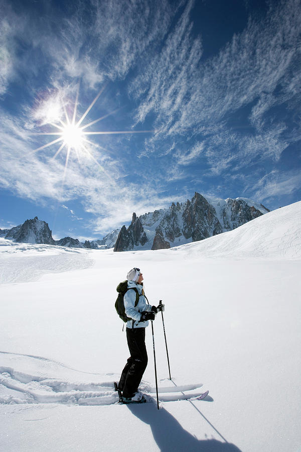 Skier Going Downhill Chamonix France Photograph by Henrik Trygg