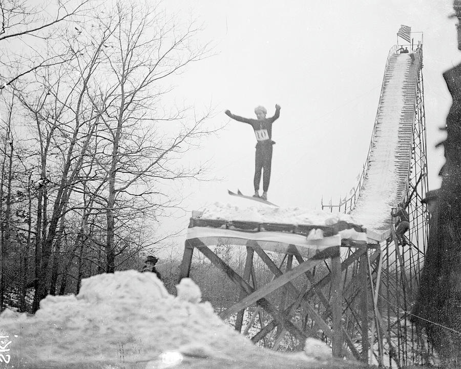 Skier On A Ski Jump Photograph by Chicago History Museum