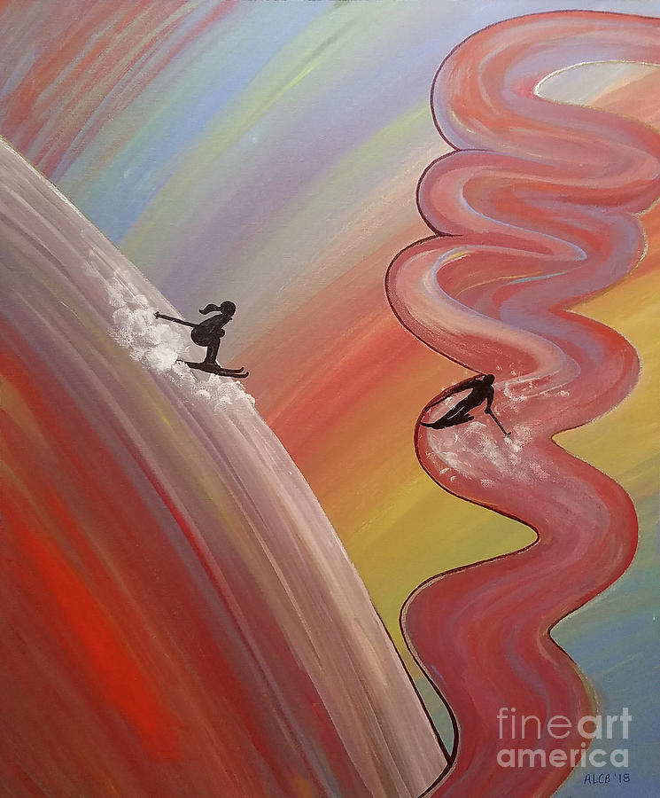 Skier Mixed Media - Skiers by Amy Lee Coy Skier Mixed Media - Skiers by Amy Lee Coy