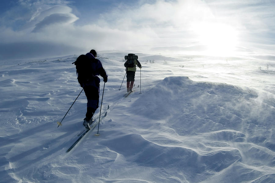 Skiers In Snowy Weather, Harjedalen Photograph by Johner Images