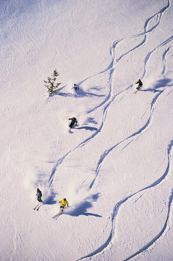 Skiers On Slope, Elevated View Photograph by Karl Weatherly