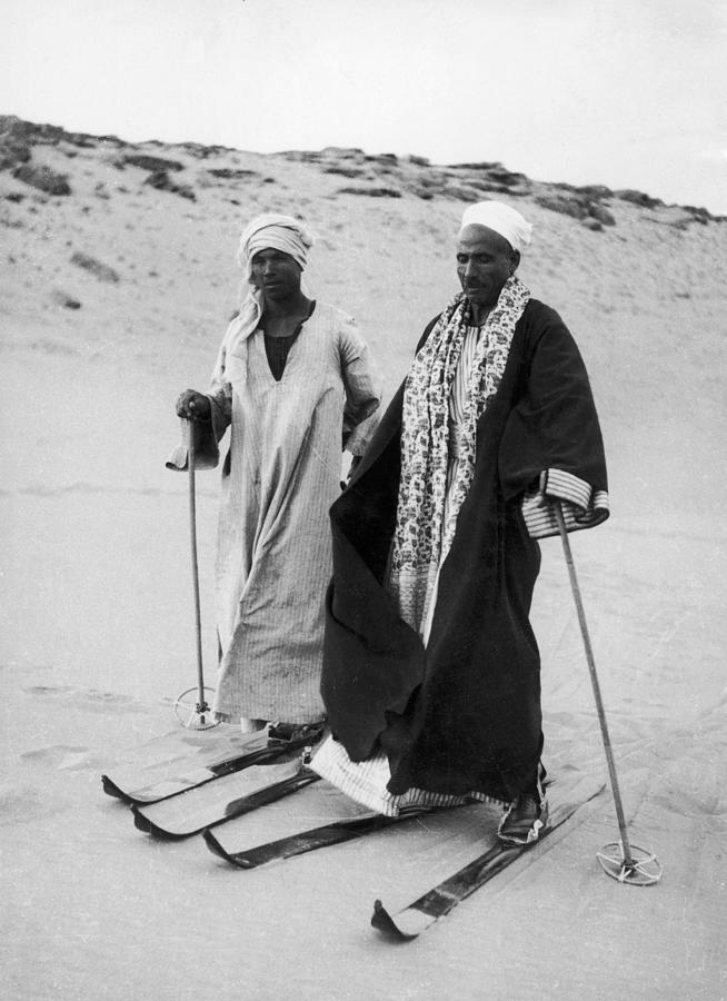 Skiers On The Sand In Egypt In 1939 Photograph by Keystone-france
