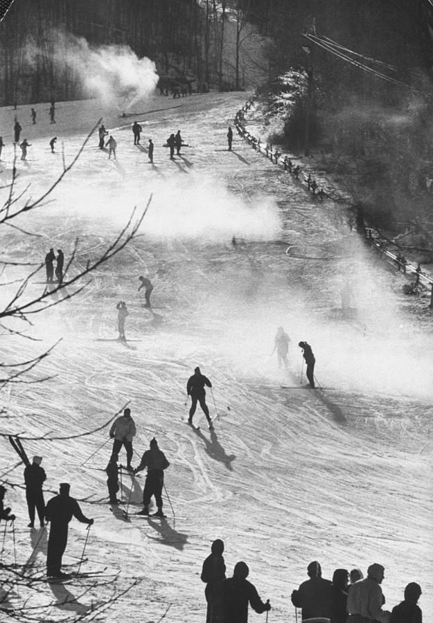 Skiers Skiing On Artificial Snow. Phot Photograph by George Silk Skiers Skiing On Artificial Snow. Phot Photograph by George Silk