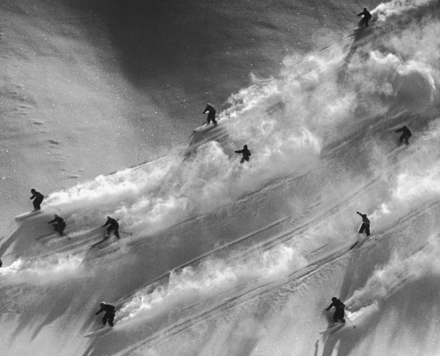 Skiers To The Rescue Photograph by Three Lions