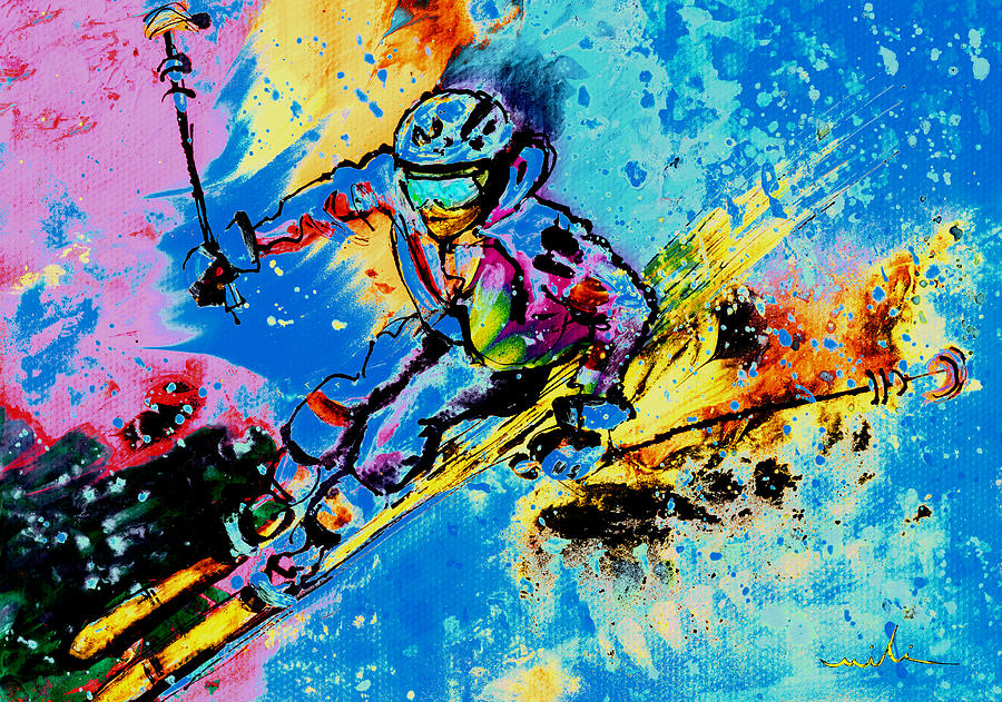 Skiing Game 09 Painting by Miki De Goodaboom