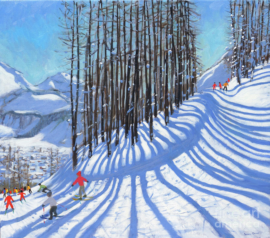 Andrew Macara Painting - Skiing, La Daille, Tignes, France, 2015 by Andrew Macara