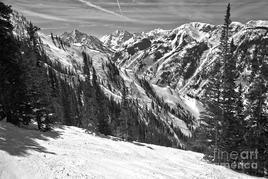 Skiing Past The Bells Black And White Photograph by Adam Jewell
