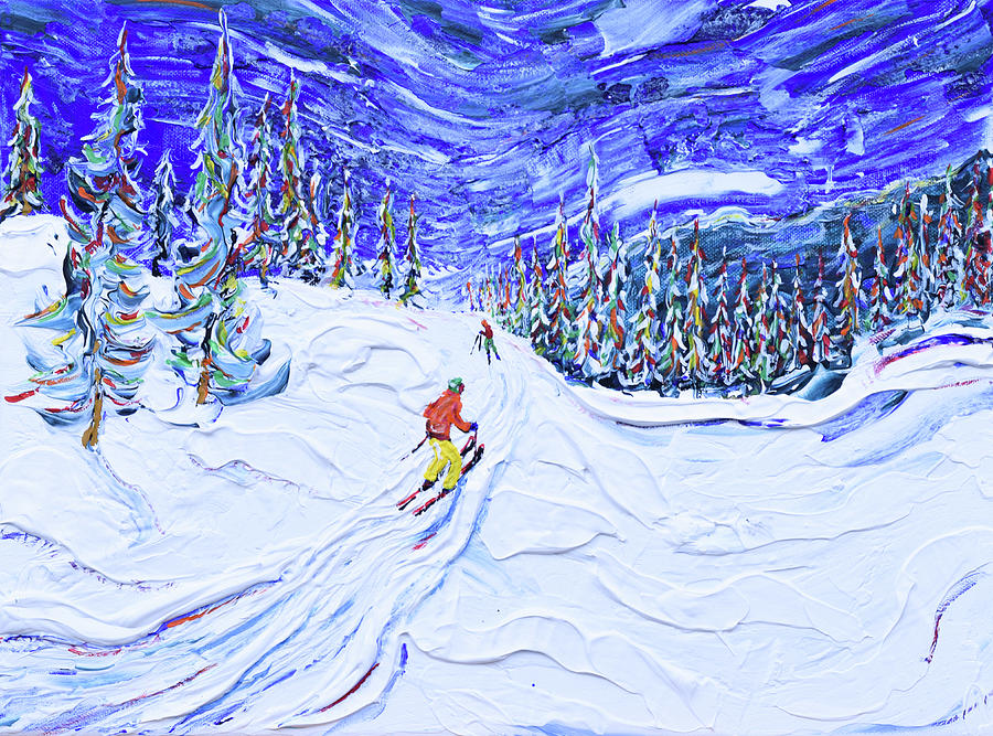 Skiing Print from Whistler Painting by Pete Caswell