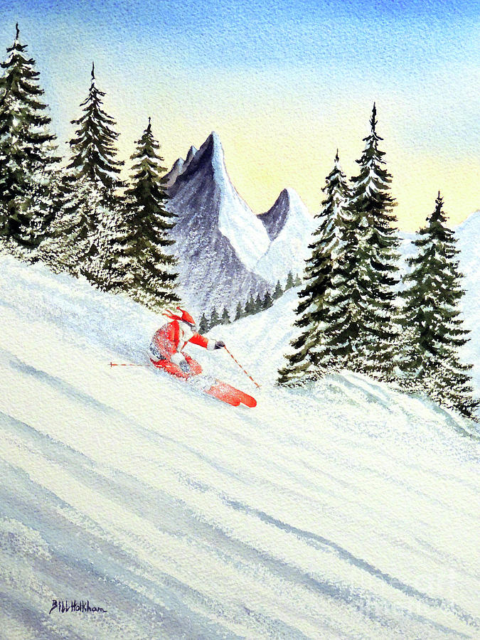 Skiing Santa Painting
