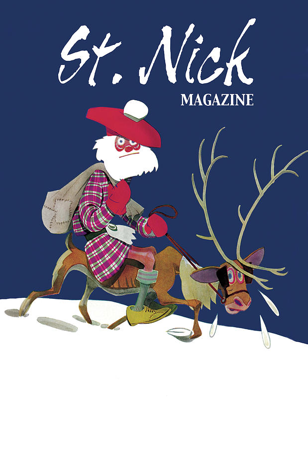 Skinny Scottish Santa Rides on Reindeer Painting by Unknown