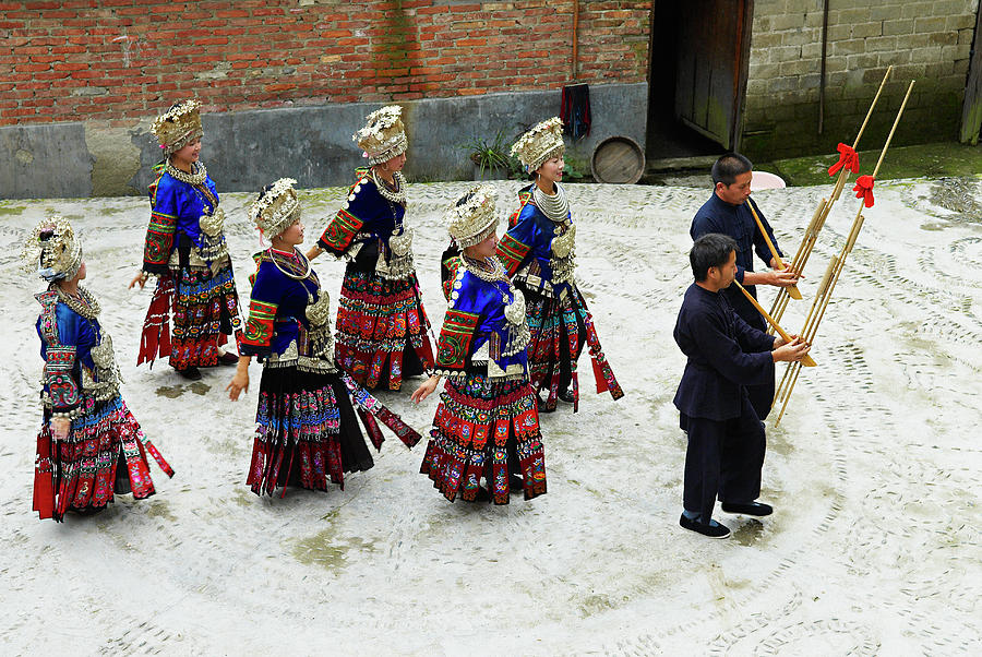 Skirt Miao People Performing Photograph by Tuul & Bruno Morandi