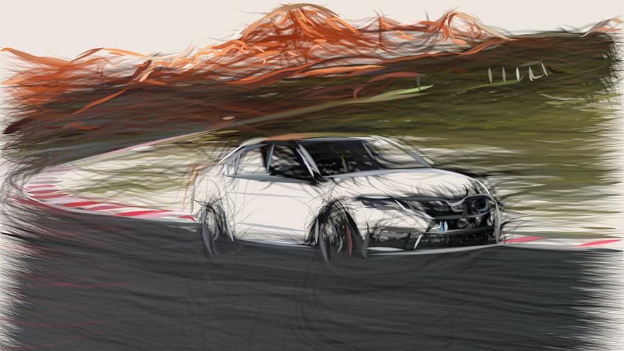 Skoda Octavia RS Drawing Digital Art by CarsToon Concept