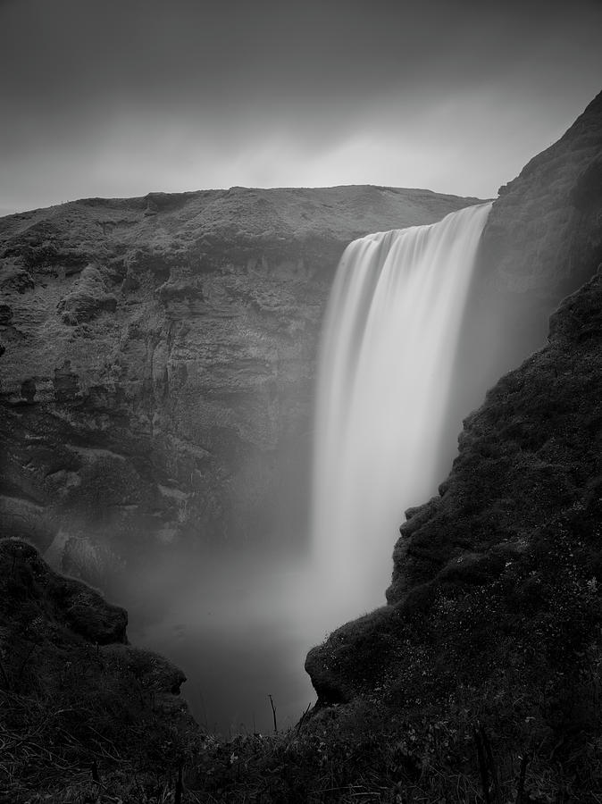 Black And White Photograph - Skogafoss 2 by Moises Levy