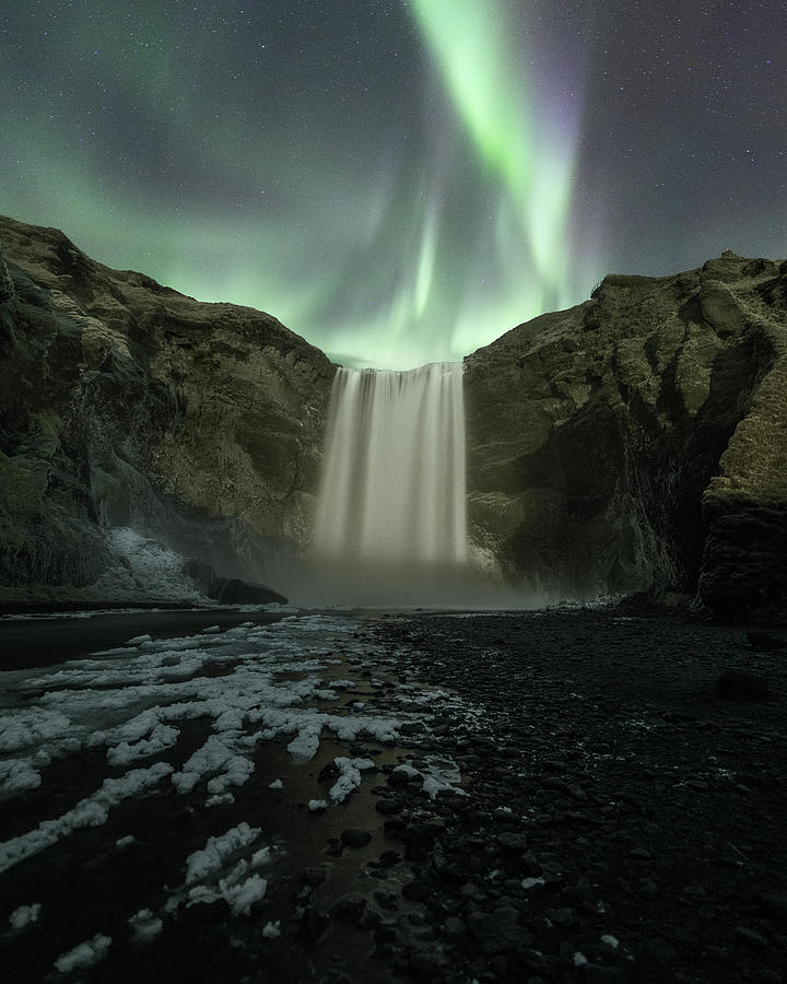 Waterfall Photograph - Skogafoss Aurora by Photography by KO