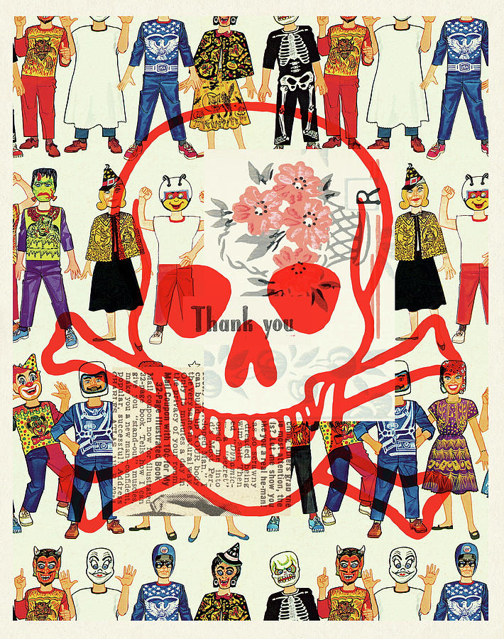 Halloween Drawing - Skull and Costumes Collage by CSA Images
