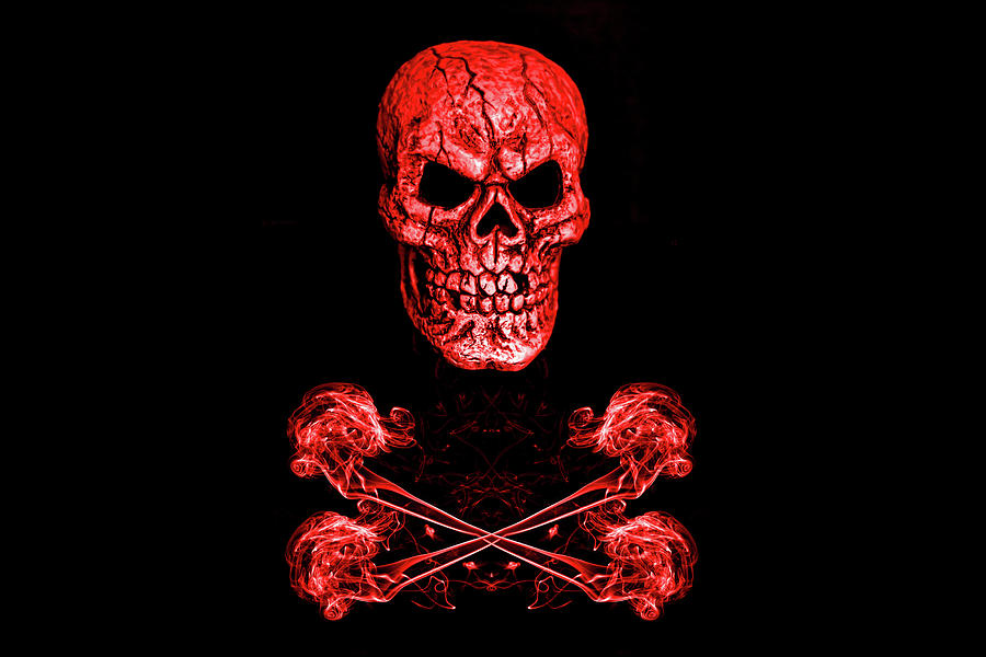 Skull And Crossbones Red Photograph