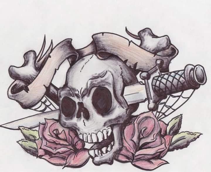 Skull and Knife Drawing by Donnie Tech Fine Art America