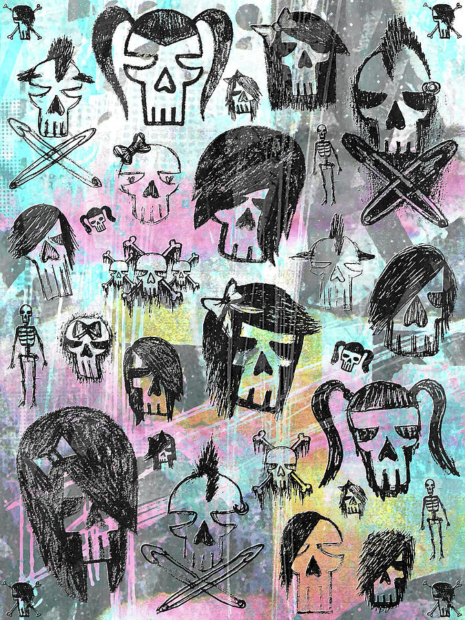 Skull Mixed Media - Skull Collage by Roseanne Jones