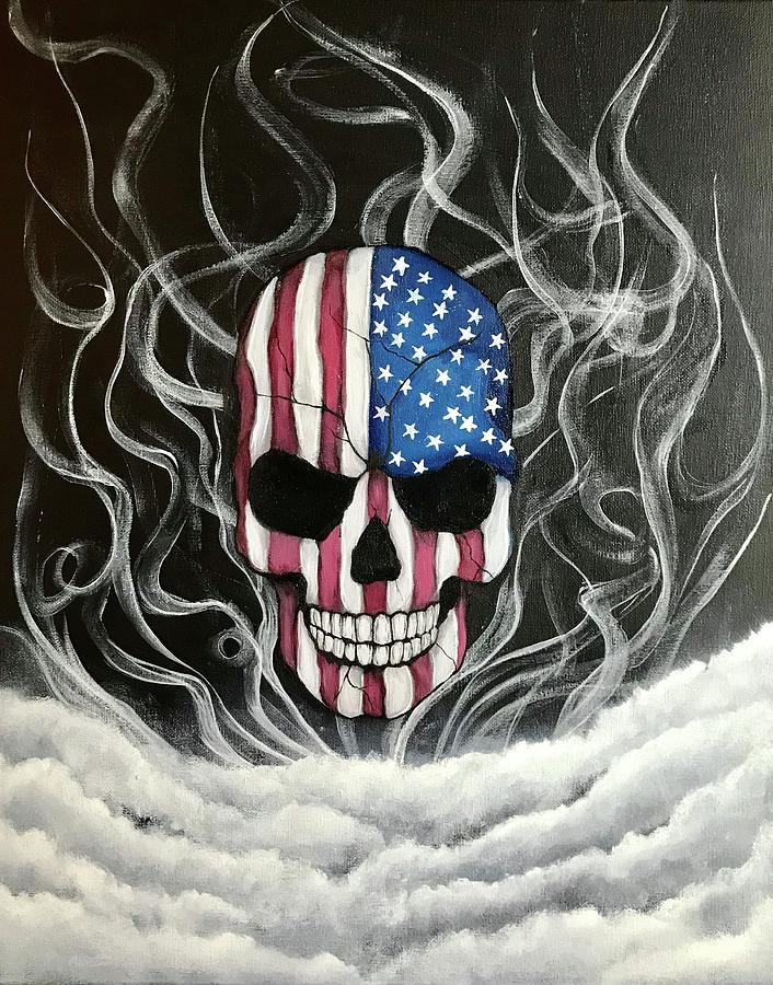 Skull in the smoke Painting by Willy Proctor