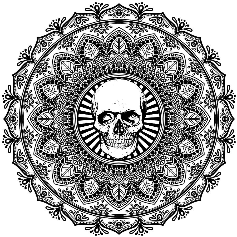 Skull Mandala Mixed Media by Delyth Angharad Pixels