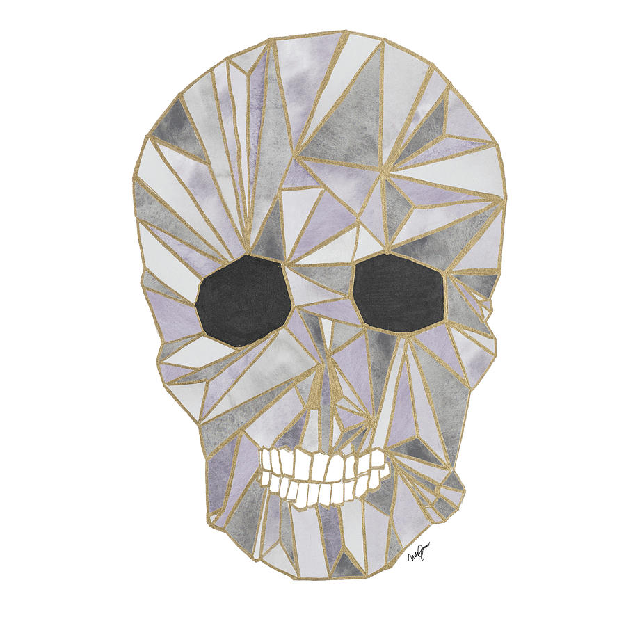 Halloween Mixed Media - Skull With Gold by Nola James