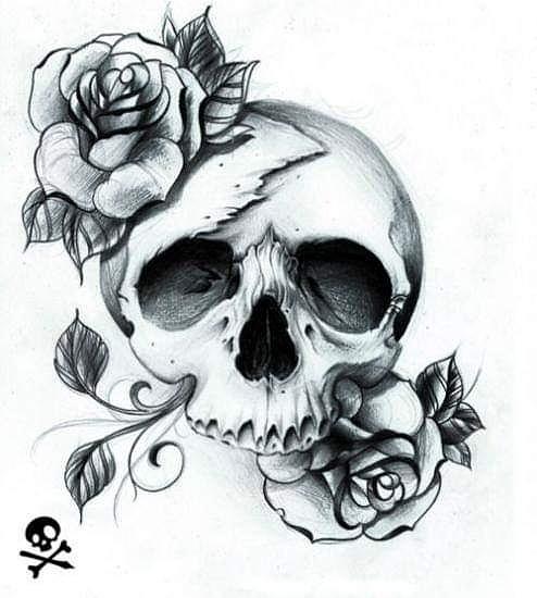 Skull Rose Tattoo Outline Drawings for Men  Get Coloring Pages