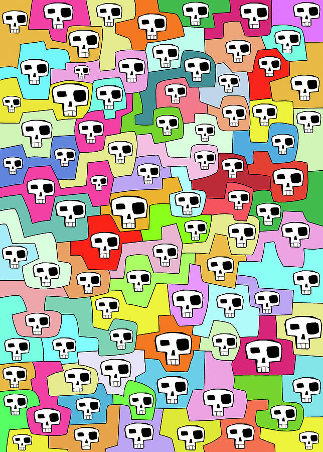 Mayan Digital Art - Skulls Pattern II by Miguel Balb?s