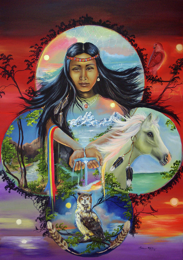 Native American Woman Painting - Sky Woman by Sue Clyne