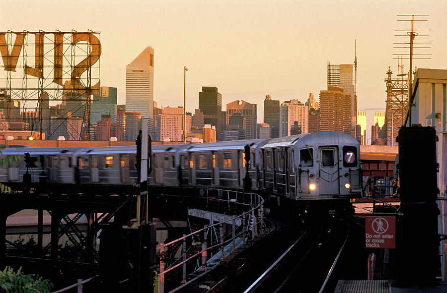 Skyline & 7 Train, Queens, Nyc Digital Art by Heeb Photos