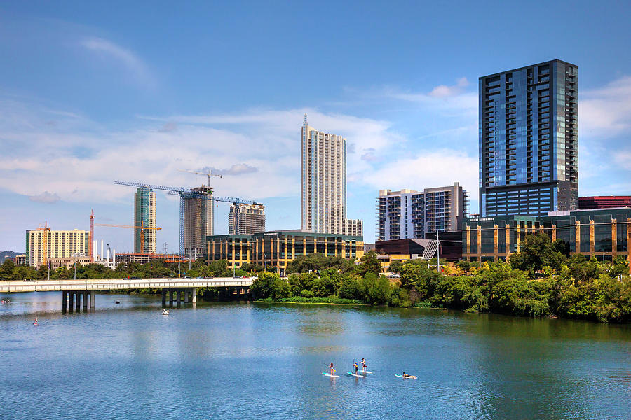 Austin Digital Art - Skyline & Bridge, Austin, Texas by Milton Photography