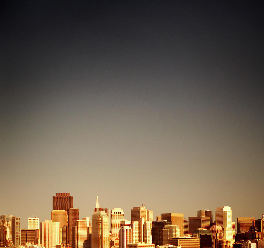 Skyline Of Modern City, Toned Photograph by Thomas Northcut