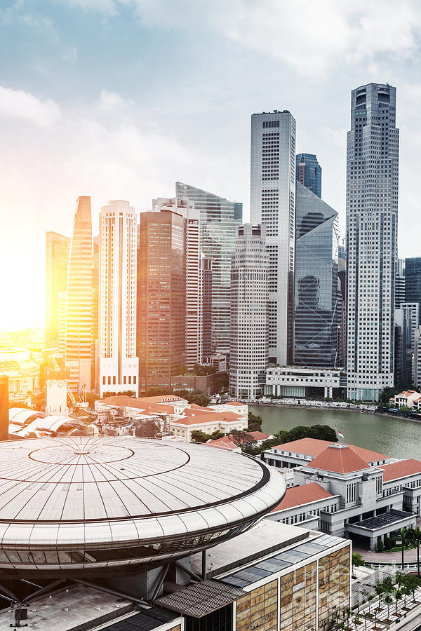 Commercial Photograph - Skyline Of Singapore Business District by Zhu Difeng Commercial Photograph - Skyline Of Singapore Business District by Zhu Difeng