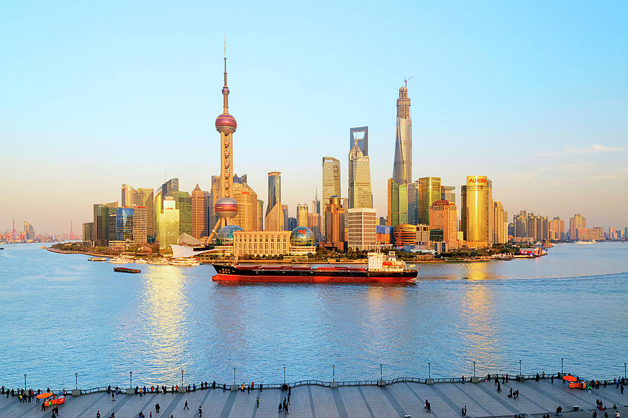 Skyline, Pudong, Shanghai, China Digital Art by Claudio Cassaro