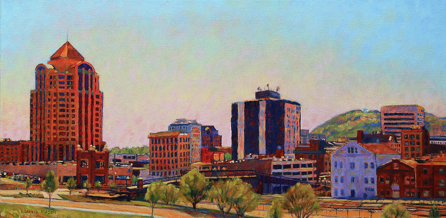 Skyshine - Roanoke Virginia Skyline Painting by Bonnie Mason