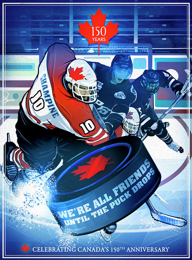 Hockey Mixed Media - Slapshot Canada 150 by Old Red Truck