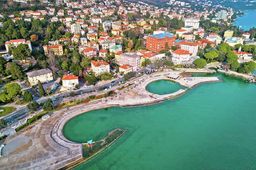 Slatina beach in Opatija aerial panoramic view Photograph by Brch Photography