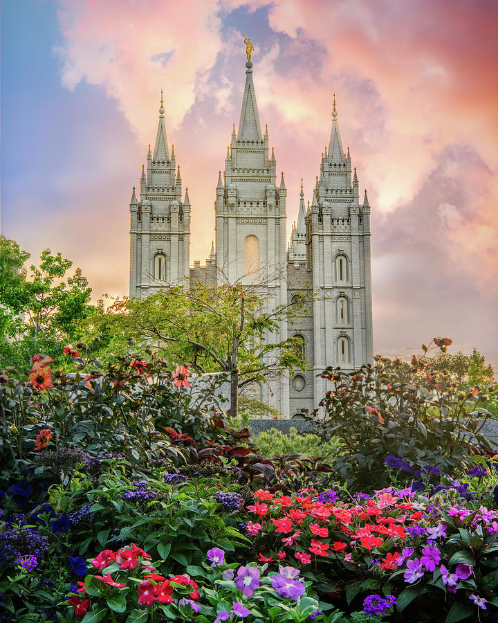 Lds Temples Photograph - SLC Heavenly Garden by La Rae Roberts