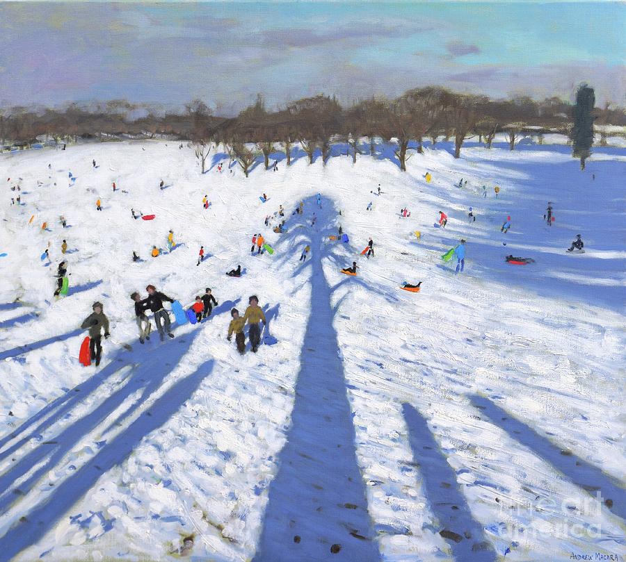 Sledging, Wollaton Park Painting by Andrew Macara