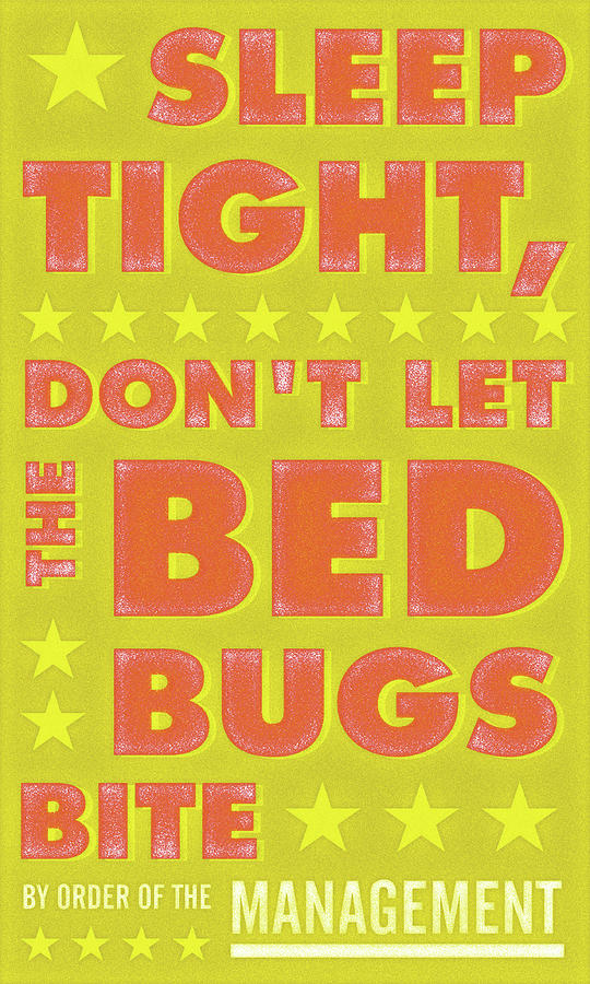 Typography Digital Art - Sleep Tight, Dont Let The Bed Bugs Bite (green & Orange) by John W. Golden