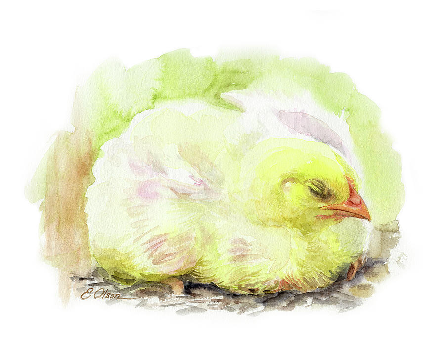 Sleeping Chick Painting by Emily Olson