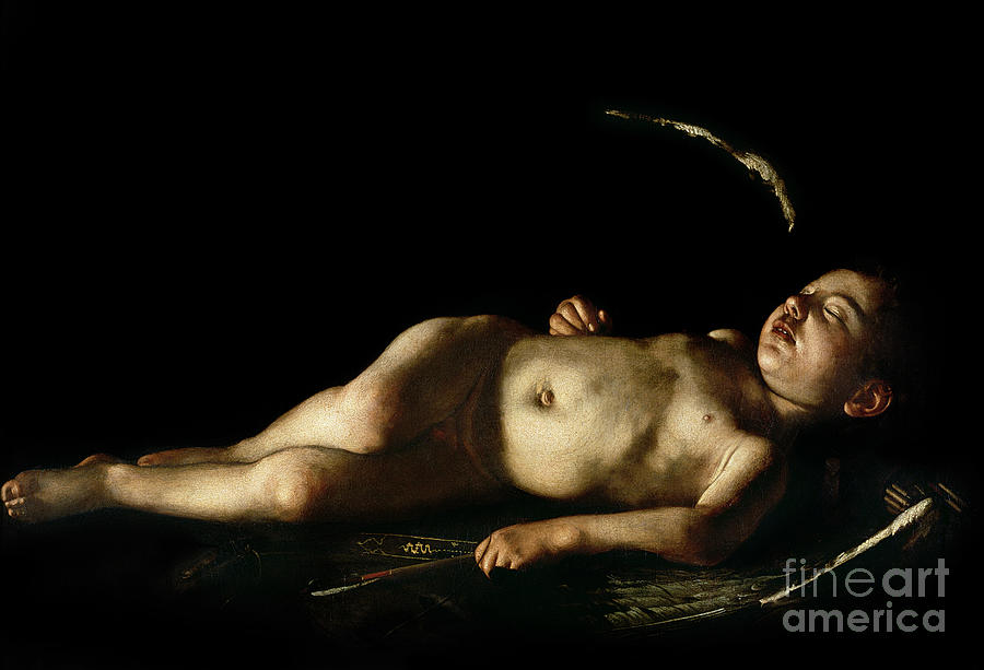 Sleeping Cupid, 1608 Painting by Michelangelo Merisi Da Caravaggio