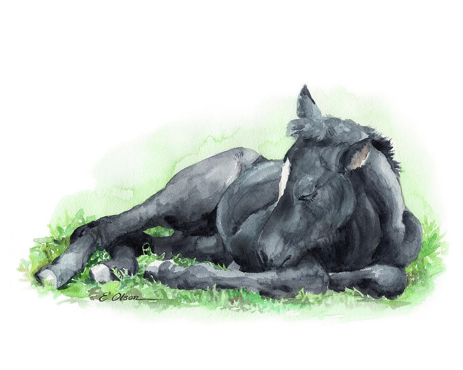 Sleeping Foal Painting by Emily Olson