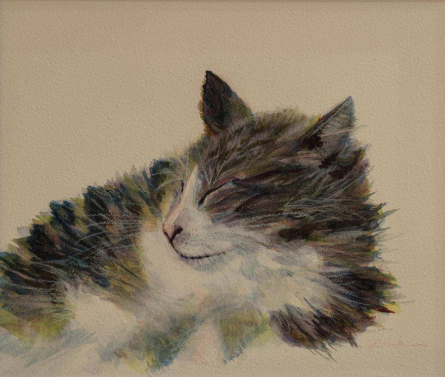 Sleeping Kitty Painting by Jan Chesler