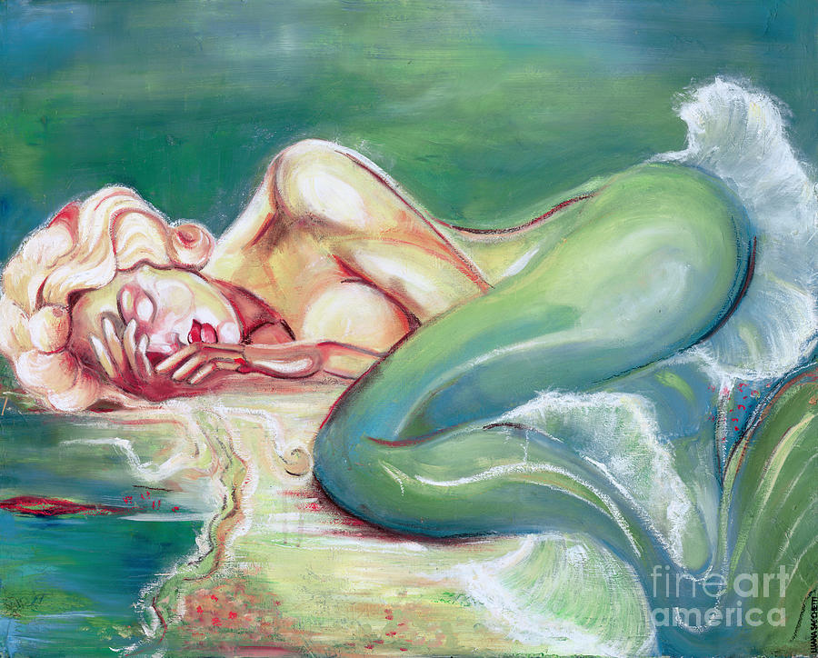 Sleeping Mermaid Ondina Painting by Luana Sacchetti