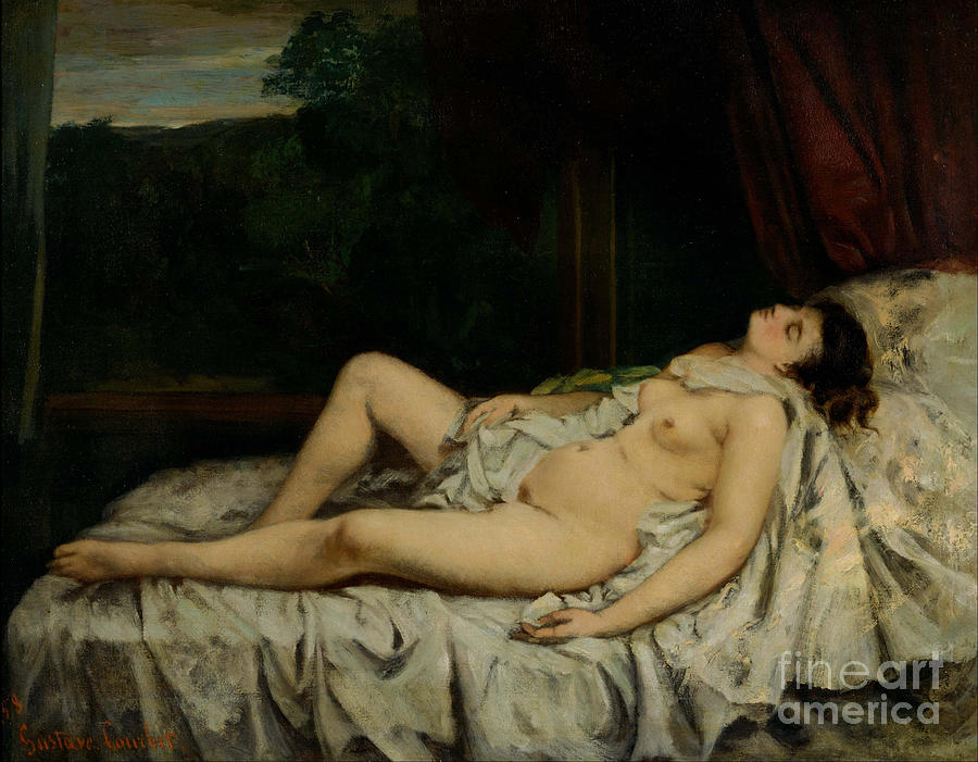 Sleeping Nude. Artist Courbet, Gustave Drawing by Heritage Images