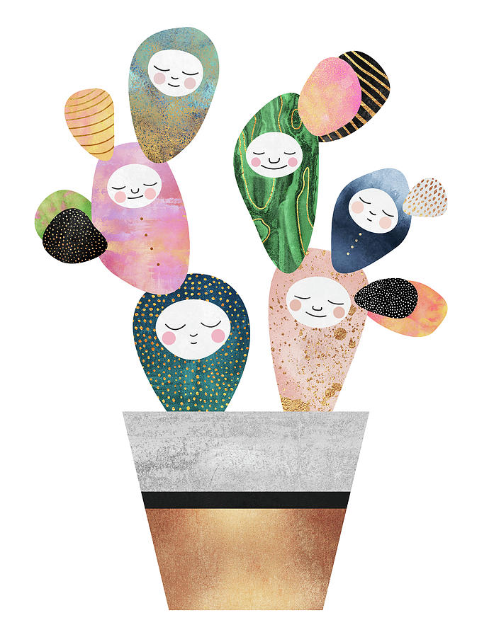 Sleepy Cactus Digital Art by Elisabeth Fredriksson