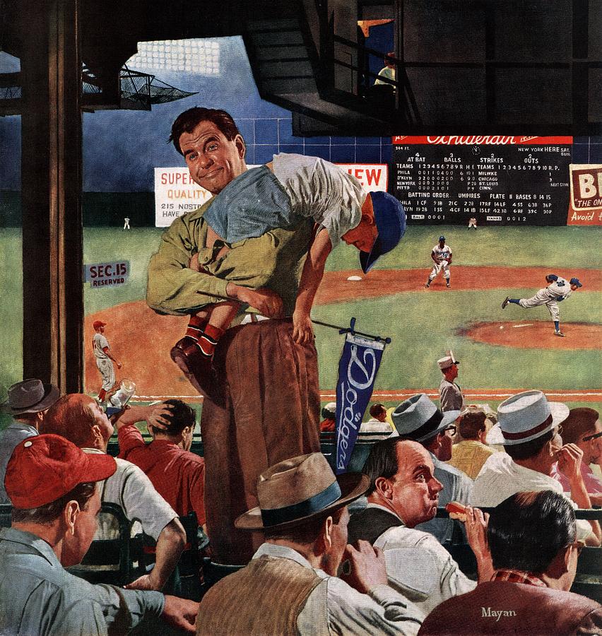 Baseball Drawing - Sleepy Inning by Earl Mayan