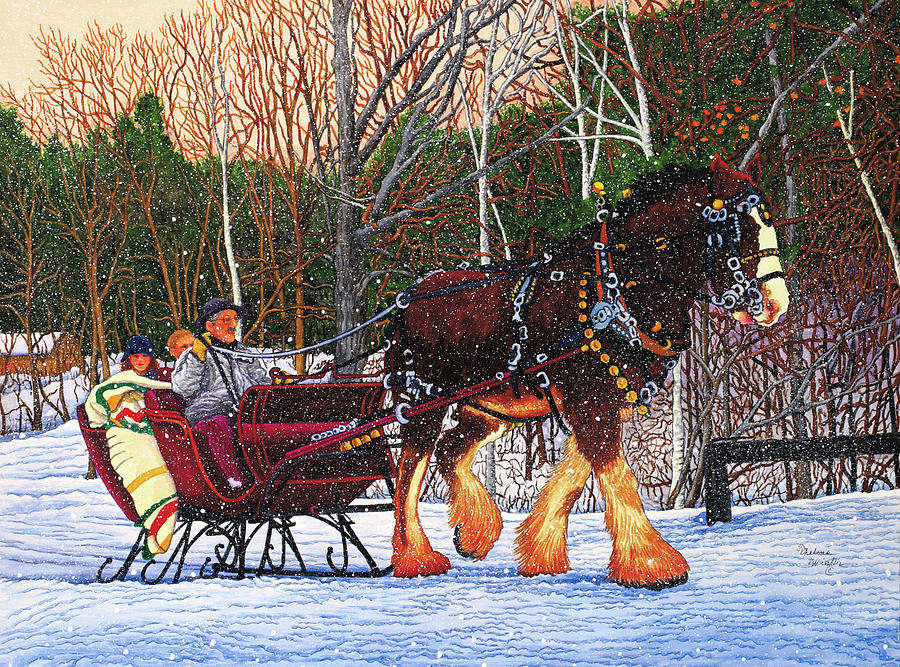 Sleigh Ride At Letchworth Park, Ny Painting by Thelma Winter - Fine Art ...