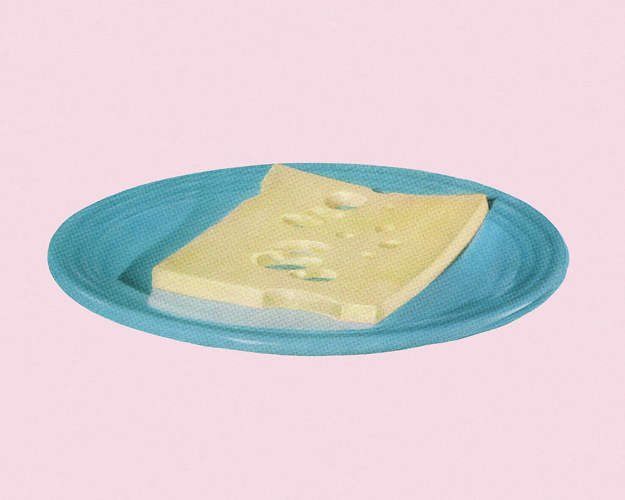 Cheese Drawing - Slice of Cheese on a Plate by CSA Images