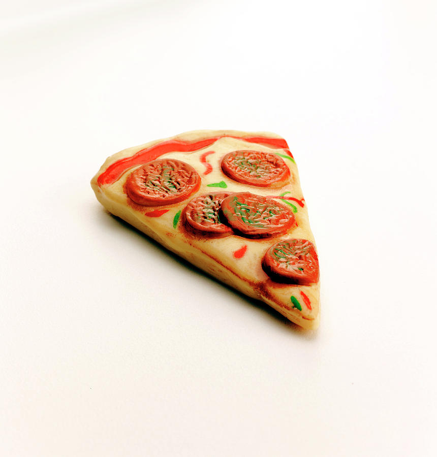 Cheese Drawing - Slice of Pepperoni Pizza by CSA Images